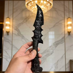 Hand-Knapped Dragon Glass Dagger - Artisan Obsidian Stone Knife